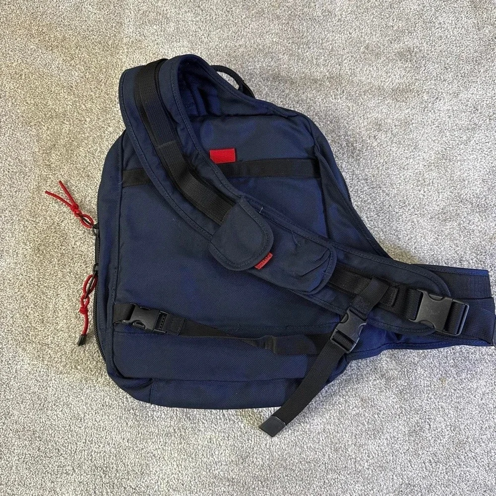Vintage 90s Abercrombie & Fitch Navy Blue Sling Bag Crossbody Travel Pack